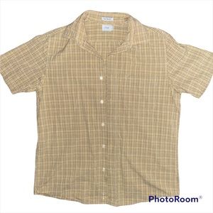 J Crew Plaid Button Up Short Sleeve Shirt Men Sz Medium 15.5/16